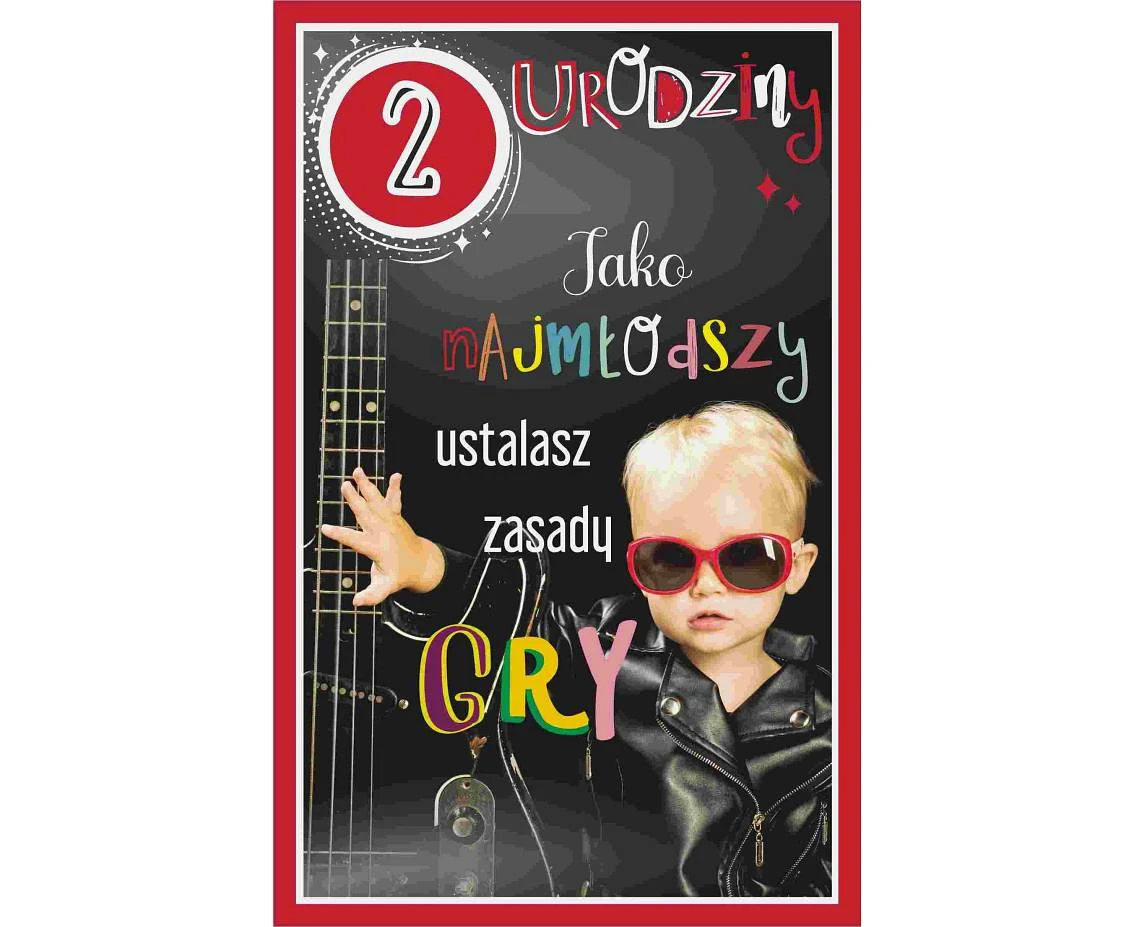 Birthday Card 2nd Birthday, Child in glasses, 13x20,5 cm